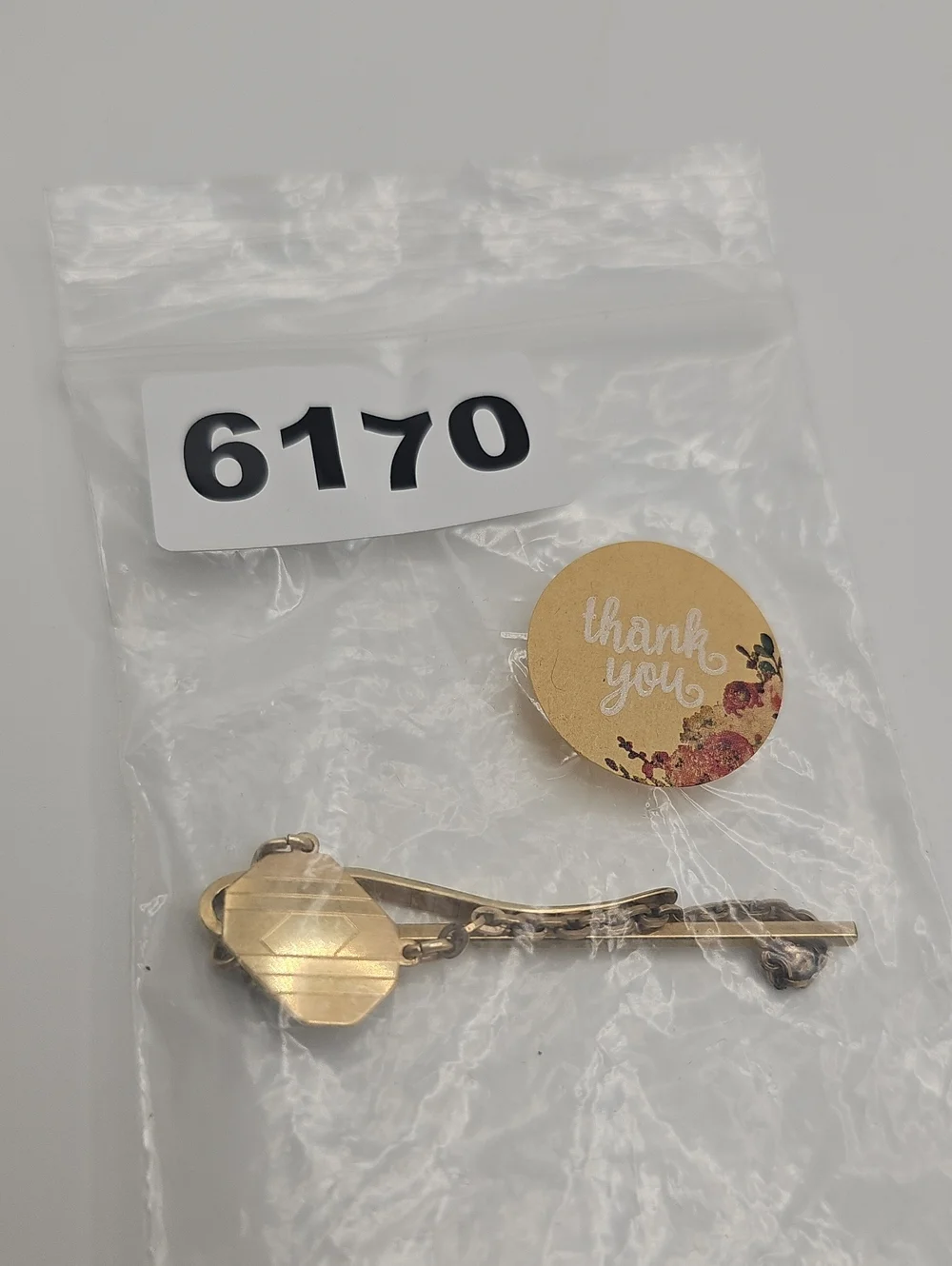 Tie Bar With Draped Chain By KIERSLER. USA Vintage 1940-19508